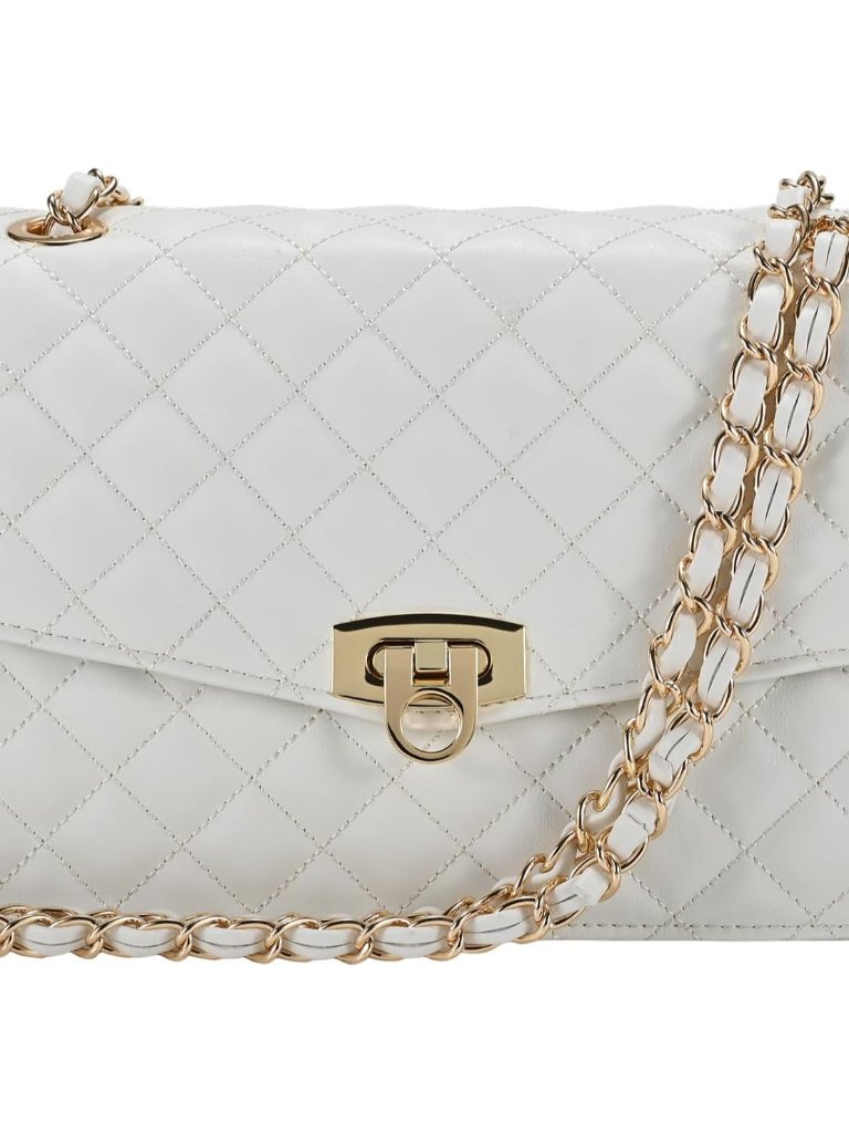Quilted Shoulder Bag For Women, Medium Flap Crossbody Handbag With Chain Strap,